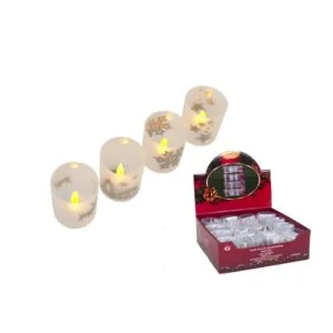 Vaso vela plata LED decorada