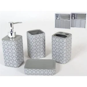 Set baño 4 piezas ceramica geometry