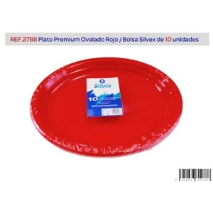 Plato premium ovalado 10u. Rojo
