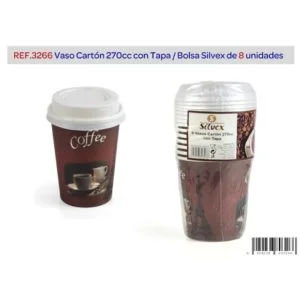 Vaso cartón 270cc con tapa