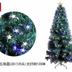 Árbol fibra óptica con estrella y luz, 125 LED 120cm
