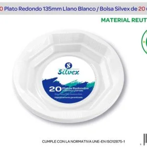 Plato llano blanco 135mm x20u.