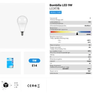 Bombilla led g45 9w/e14 6500k luz dia cj120