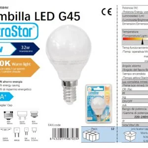Bombilla led bola 4w e14 320lm 3000k luz calida cj