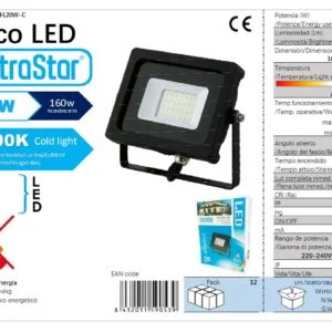 Foco exterior led smd 20w 157x118x37mm 6500k cj20