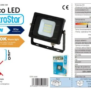Foco exterior led smd 10w 110x83x27mm 3000k cj24