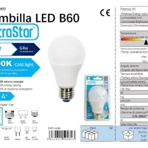 Bombilla bola led 8w e27 sp 6500k luz dia cj72