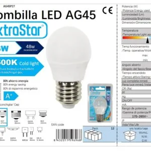 Bombilla bola led 6w/e27 6400k luz dia cj120