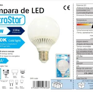 Bombilla bola led 13w ¤9.5cm luz dia 6500k cj48