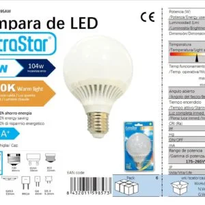 Bombilla bola led 13w ¤9.5cm luz calida 3000k cj48