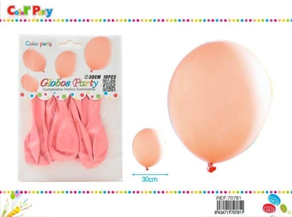 Bolsa globos melocotón 30cm x10u.