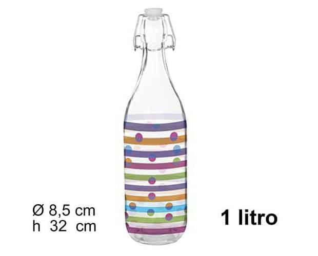 👌 Botella cristal decorada H2O 1L. - Bazar chino online Asia en casa