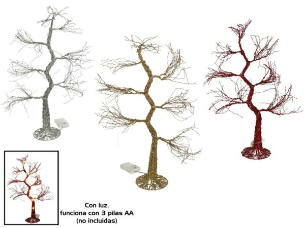 Árbol glitter c/ 15 led - 60x36x13cm
