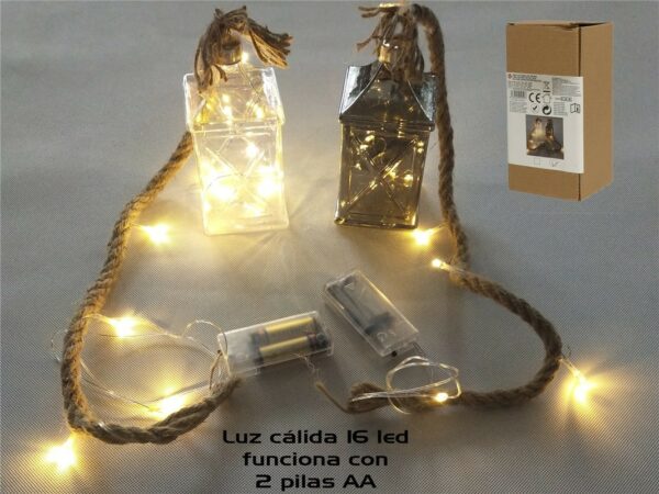 Farol 16 led cuerda 2 srt 7x15/60cm