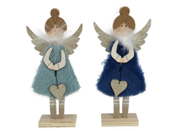Angel niña azul corazon 2srt 9x4x19cm
