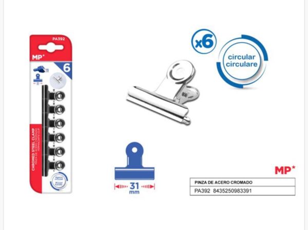 Pinza acero cromado 31mm 6u.