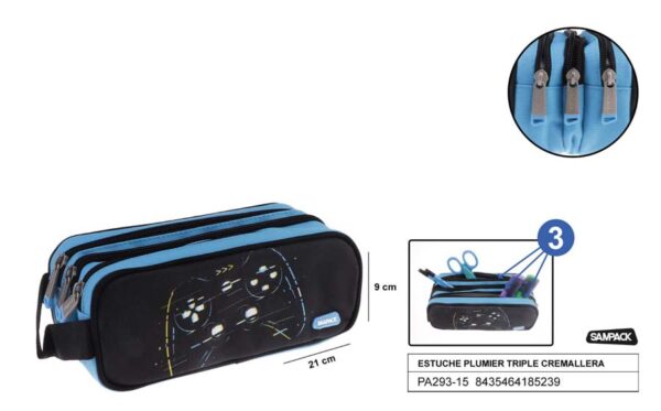 Estuche plumier triple cremallera