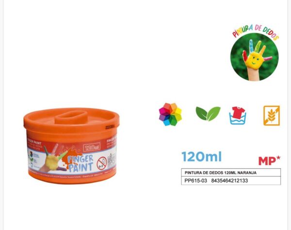 Pintura de dedos naranja 120ml.
