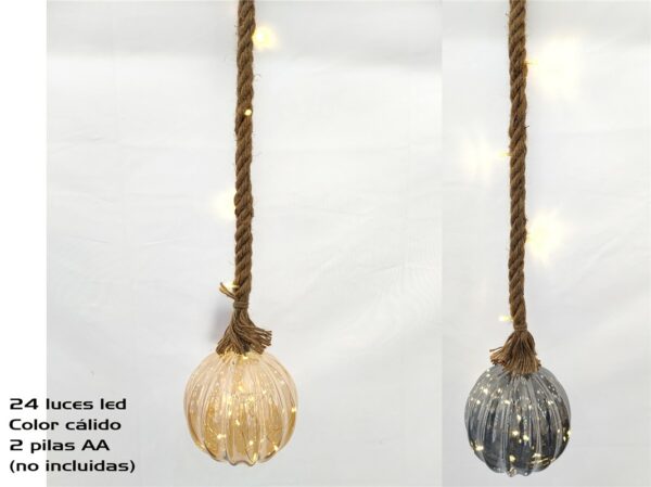Bola navidad cristal ahumado 24led 15cm