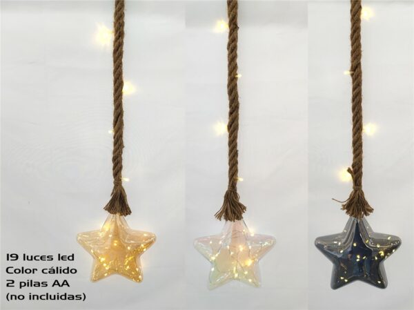 Colgante soga estrella cristal 19led 15c