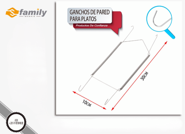 Ganchos De Pared Para Platos 30*10Cm