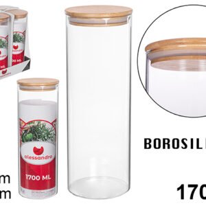 Bote Borosilicato Tapa Bambu 1700ml