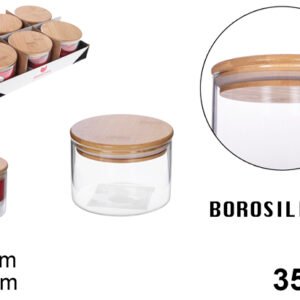 Bote Borosilicato Tapa Bamb 350 ml