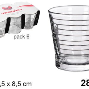 Pack 6 Vasos Cristal Anillos 280 ml