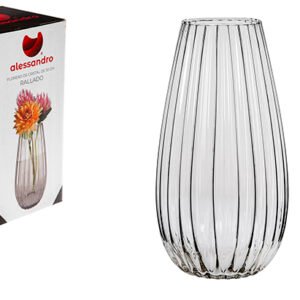 Florero Cristal Rallado 30 cm