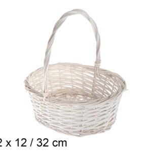 Cestas Mimbre Ovalada Blanca 30x22x12cm