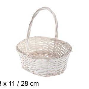 Cestas Mimbre Ovalada Blanca 27x18x11cm