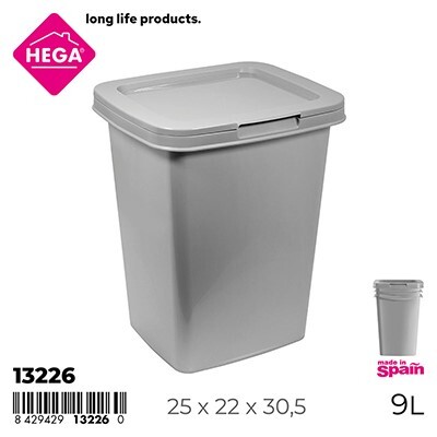 Papelera Sena Cuadrada 9 L Plata