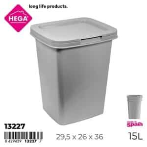 Papelera Sena Cuadrada 15 L Plata