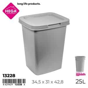 Papelera Sena Cuadrada 25 L Plata