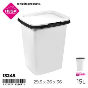 Papelera Sena Cuadrada 15 L Blanco / Negro