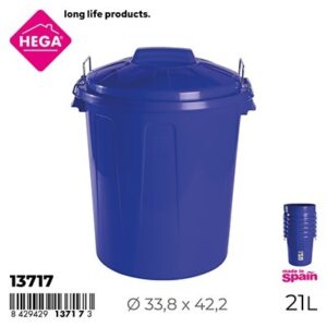 Cubo Basura Esla Redondo con Asas Metal 21 L