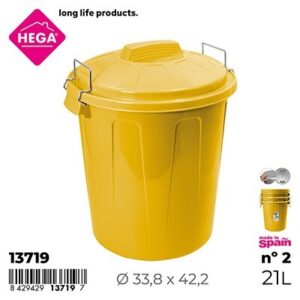Cubo Basura Esla Redondo con Asas Metal 21 L