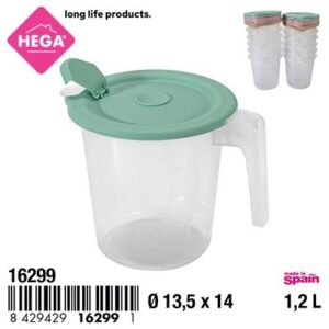 Jarra Habana Redonda Graduada con Tapa 1,2 L