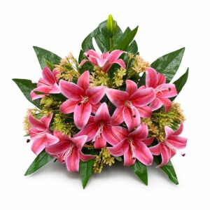 Centro Floral Artificial con Lirios Fucsia
